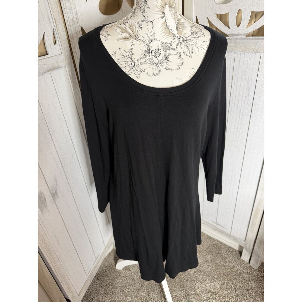 Flax Women’s Dress Black Minimalist Stretchy Long Sleeve Lagenlook Sz Medium